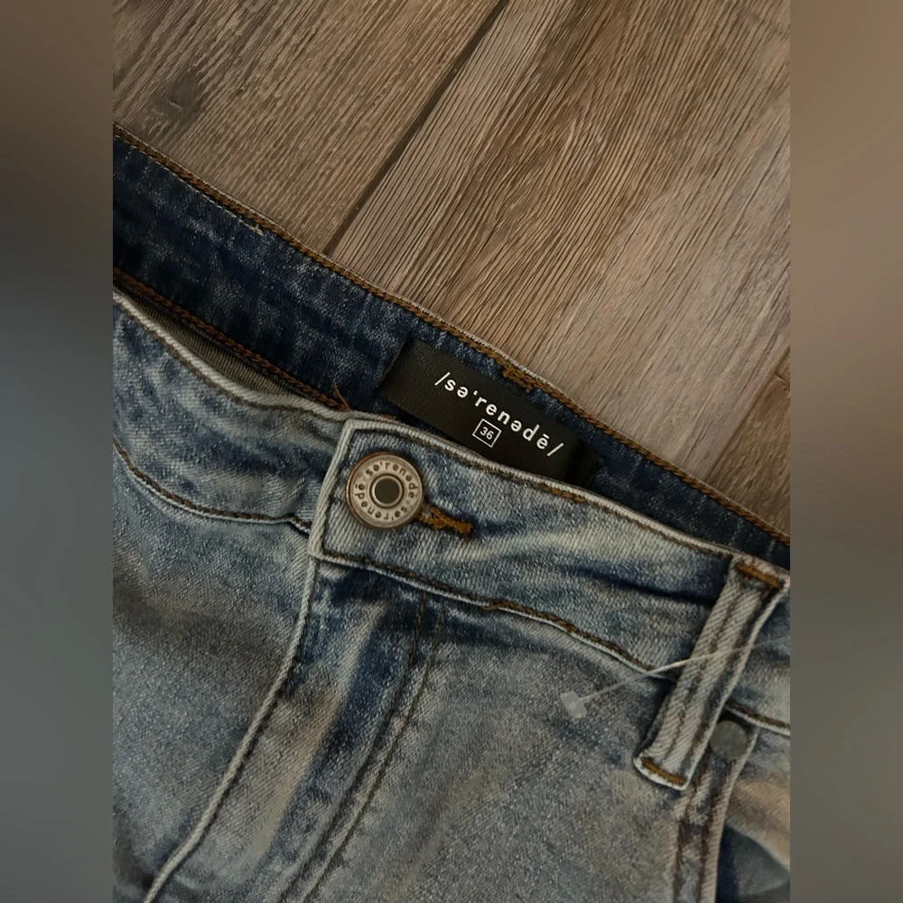 Se’renade acid washed Skinny distressed Streetwear Jeans Lime Green embroidery